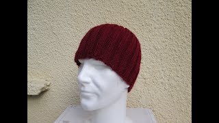 Tuto bonnet homme mixte côtes 22 aux aiguilles doubles pointes [upl. by Caesaria910]