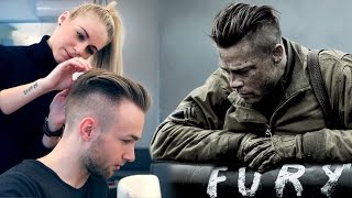 Brad Pitt Hair from FURY  Professional Guide  Mens Undercut [upl. by Leonerd643]