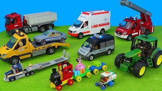 AbschleppautoFeuerwehrLastwagenZivilpolizeiKrankenwagenZugKehrmaschine amp Traktor für Kinder [upl. by Semmes526]