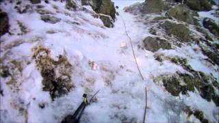 Central Gully Brown Cove Crags Lake District Winter conditions 1st February 2015 [upl. by Alyda]