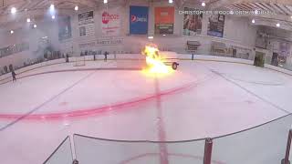 Zamboni bursts into flames while cleaning ice rink  ABC7 [upl. by Naujahs]