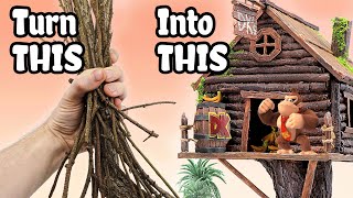 DONKEY KONGS TREEHOUSE made from STICKS [upl. by Anawait]