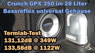 Crunch GPX 350 Subwoofer 30cm Bassreflex 28 Liter Termlab DB Messung Ground Zero GZCA 50SPLM1 [upl. by Center614]