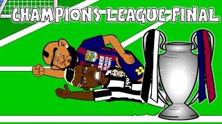 UCL CHAMPIONS LEAGUE FINAL 2015 HIGHLIGHTS CARTOON Goals Juventus 13 Barcelona [upl. by Chlori874]