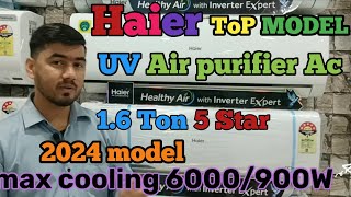 Haier 16 Ton 5 Star split AC 2024 ReviewHaier Ac with UV Air purifiers technology [upl. by Enneibaf]