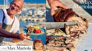 🐷 PORCHETTA ALLO SPIEDO Artigianale e cotta nel BBQ A CASA ♨️ Ricetta di Chef Max Mariola [upl. by Oihsoy]