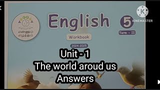 5th standard English term 2 unit 1 The world around us work book answers 2024 25 [upl. by Ahouh254]