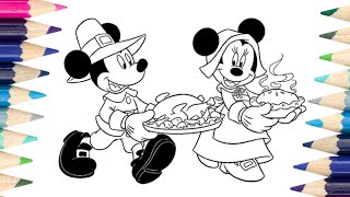 Mickey Mouse  Happy Thanksgiving Coloring Page [upl. by Lebana]