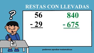 RESTAS CON LLEVADAS de 2 cifras  RESTAS CON LLEVADAS de 3 cifras [upl. by Xonnel]