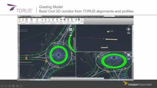 From roundabout Grading Model to Civil 3D Corridor  TORUS [upl. by Curley496]