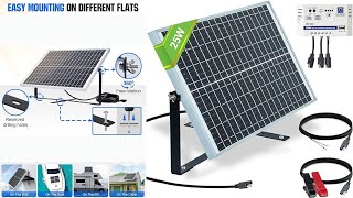 Solar Panel Kit ECO WORTHY 25 Watts 12V Off Grid Solar Battery Trickle Charger Maintainer [upl. by Tomas]