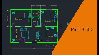 Making a simple floor plan in AutoCAD Part 3 of 3 [upl. by Arelus]