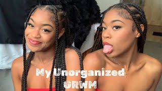 MY UNORGANIZED GRWM  WeiRD AwKwaRd BlAck GiRl [upl. by Odrick]