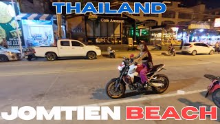 Night Exploring Jomtien in PATTAYA Thailand  Beach Restaurants Hotels Bars [upl. by Anny222]