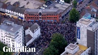 Aerial footage shows peaceful demonstrations in London [upl. by Rodablas548]