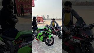 Kawasaki Zx10r vs Yamaha R15 drag race 🥹 pehle gear m 160 jaati hai [upl. by Casady609]