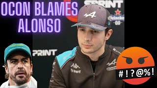 Esteban Ocon Blames Fernando Alonso for crash in qualifying sprint f1 fernandoalonso estebanocon [upl. by Forster]