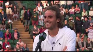 Stefanos Tsitsipas post match on court Interview 😍 [upl. by Eldoree]