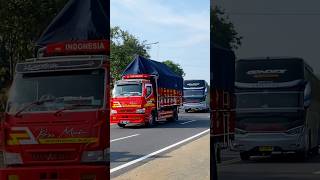 KONVOI TRUK OLENG MUATAN BERAT VS BUS SUMBER ALAM NGEBUT shorts trending subscribe [upl. by Daveda]