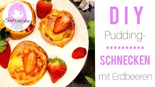 Einfache Puddingschnecken mit Erdbeeren schnell selber machenleckeres Rezept 51 [upl. by Suilenroc]