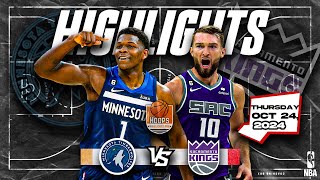 Minnesota Timberwolves vs Sacramento Kings Half 1 Highlights  October 24 2024 [upl. by Benil]