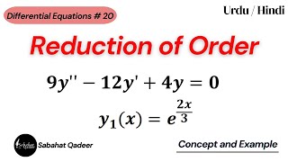 Reduction of Order  Second Solution  Differential Equations [upl. by Onihc]