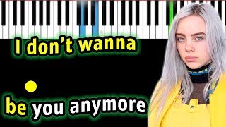 Billie Eilish  idontwannabeyouanymore  PianoTutorial  Разбор  КАРАОКЕ  НОТЫ  MIDI [upl. by Ramo]