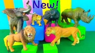 Happy Cute Zoo Animals AFRICAN WILD ANIMALS Lion Elephant Toys  Learn about Animals in English [upl. by Fujio994]