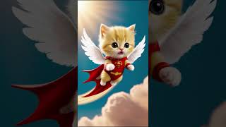 Cat Baby Flying in Sky cat cats catlover catvideos cute love crazypets aicartoon cartoon [upl. by Nnylsoj]