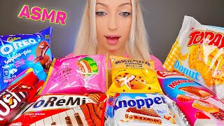 ASMR EATING CHOCOLATE CAKE OREO DONUT KNOPPERS 초콜릿 디저트 초코바 초콜릿 DESSERT MUKBANG 먹방 4K [upl. by Gnet864]