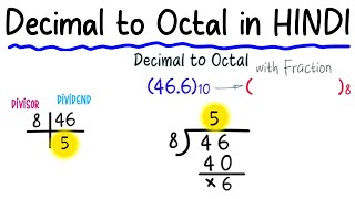 Decimal to Octal conversion in Hindi [upl. by Ilegna439]