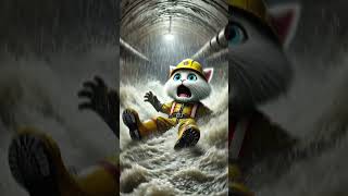 Cats lucky escape in the sewer🌧️🐾ai cat catlover cute al werecat [upl. by Sartin]