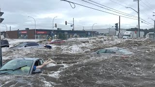 2 minutes ago in Canada unprecedented flooding hit Toronto and Mississauga [upl. by Reffotsirhc]