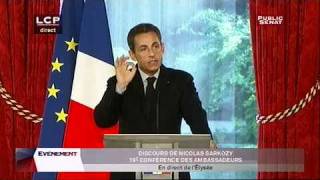 Sarkozy  Discours a loccasion de la 19ème conférence des ambassadeurs à lElysée [upl. by Heid353]