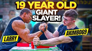 19 Year Old Giant Slayer  Arm Wrestling  Akimbo69 [upl. by Iilek414]