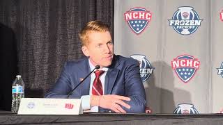 University of Denver Head Coach David Carle talks with the media after the NCHC Frozen Faceoff [upl. by Gnauq]