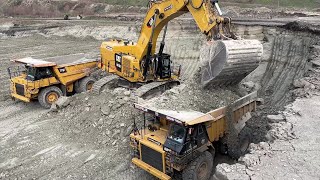 Caterpillar 6015B Excavator Loading Caterpillar Dumpers  Sotiriadis Mining Works [upl. by Aeht194]