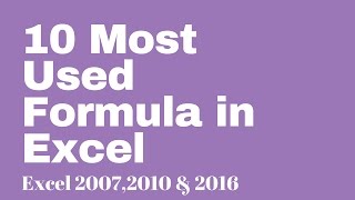 10 Most Used Excel Formula ☑️ [upl. by Stronski748]