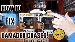 How To Fix Damaged Chase Funko Pop Boxes Sticker Replacement [upl. by Akinirt]