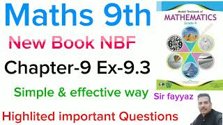 Maths class 9th  chapter 9  Exercise 93  new book  national book foundation  ex 93 [upl. by Lilian]