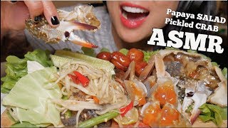 ASMR กินส้มตำ ปูดองน้ำปลา Thai Whispers  English Subs Papaya Salad EATING SOUNDS  SASASMR [upl. by Glasgo]