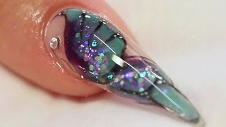 Encapsulated Butterfly Stiletto Acrylic Nail Tutorial Video by Naio Nails [upl. by Ainaznat]