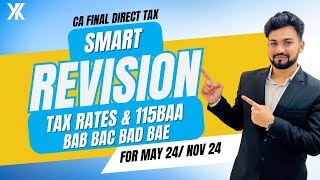 Tax Rates  CA Final Direct Tax Smart Revision  MayNov 24  Yash Khandelwal [upl. by Laemaj]