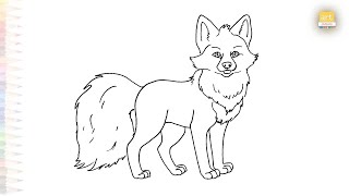 Arctic fox drawing easy 01  Outline sketches  How to draw an Arctic fox step by step  artjanag [upl. by Anwahsal349]