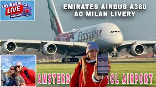 LIVE Awaiting for EMIRATES A380 AC MILAN Livery Arrive at Amsterdam Airport  ATC [upl. by Inhoj828]