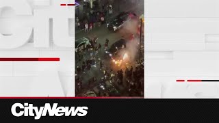 Video shows chaotic scene at Yonge and Dundas on Halloween [upl. by Un]