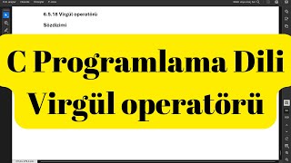 C Programlama Dili Virgül operatörü [upl. by Yrahca153]