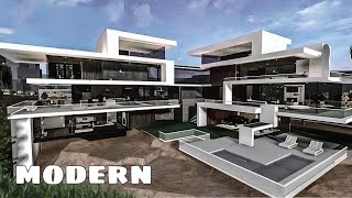 Bloxburg Mansion Modern House no LARGEPLOT  House Build [upl. by Wirth]