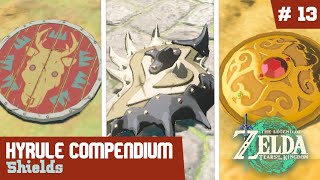 All Shields  Locations amp Entries Hyrule Compendium  Zelda Tears Of The Kingdom [upl. by Nnalorac]