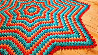 Easy Crochet Star Blanket Crochet Pom Pom Border  Rhythmic Points [upl. by Onairda462]